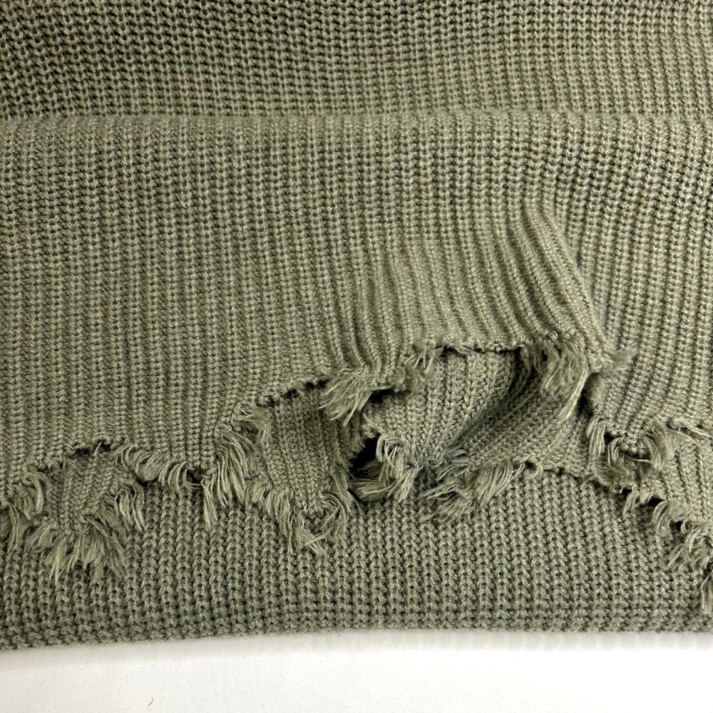 Womens Vince Camuto Distressed Olive Green Knit Sweater Size XL - Picture 4 of 6